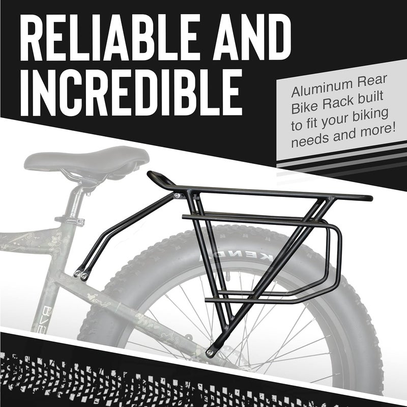 Rambo Bikes Aluminum Bike Rack - Heavy-Duty, Extra-Large Rear Bike Rack for Fat Tire Bikes - 40lbs Maximum Capacity, Lightweight 6061 Aluminum Alloy Frame - Easy to Install on Electric Bikes - Image 2